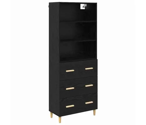 Augstais Skapītis 2 Pcs Melns Ozolkoks 69,5 X 34 X 180 Cm Vidaxl