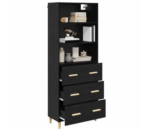 Augstais Skapītis 2 Pcs Melns Ozolkoks 69,5 X 34 X 180 Cm Vidaxl