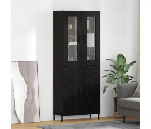 Augstais Skapītis Melns Ozolkoks 69,5 X 34 X 180 Cm Vidaxl