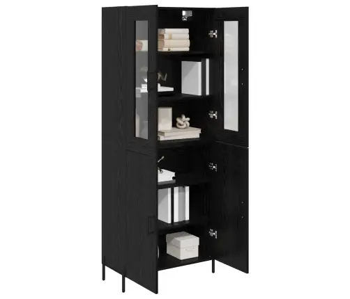 Augstais Skapītis Melns Ozolkoks 69,5 X 34 X 180 Cm Vidaxl