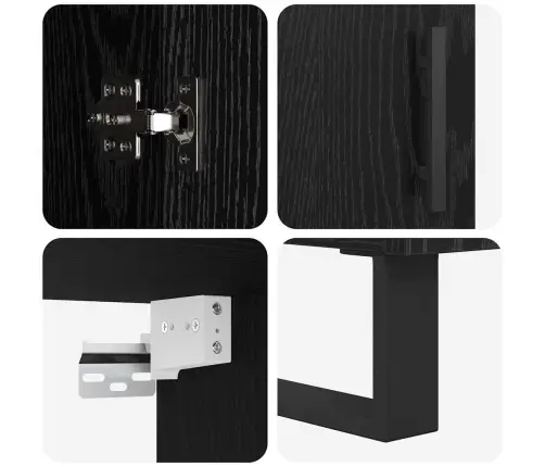 Kõrgushein 2 Pcs Must Tamm Kunstlik Puit Ja Klaas