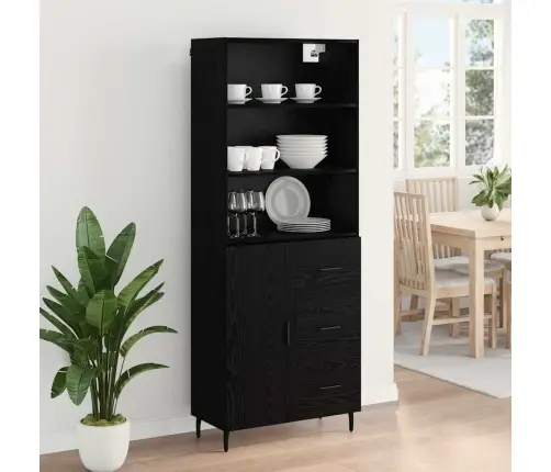 Augstais Skapītis 2 Pcs Melns Ozolkoks 69,5 X 34 X 180 Cm Vidaxl