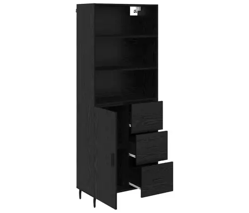 Augstais Skapītis 2 Pcs Melns Ozolkoks 69,5 X 34 X 180 Cm Vidaxl