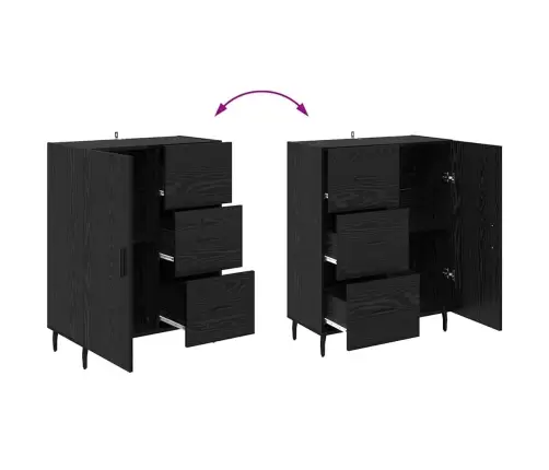 Augstais Skapītis 2 Pcs Melns Ozolkoks 69,5 X 34 X 180 Cm Vidaxl