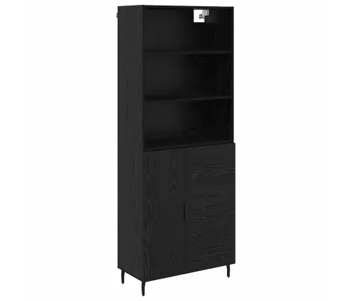 Augstais Skapītis 2 Pcs Melns Ozolkoks 69,5 X 34 X 180 Cm Vidaxl