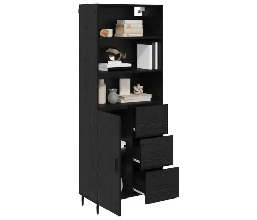 Augstais Skapītis 2 Pcs Melns Ozolkoks 69,5 X 34 X 180 Cm Vidaxl