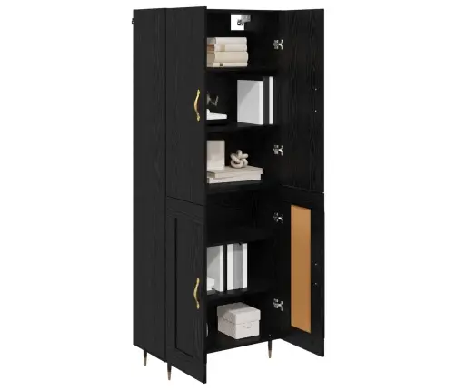 Augstais Skapītis Melns Ozolkoks 69,5 X 34 X 180 Cm Vidaxl