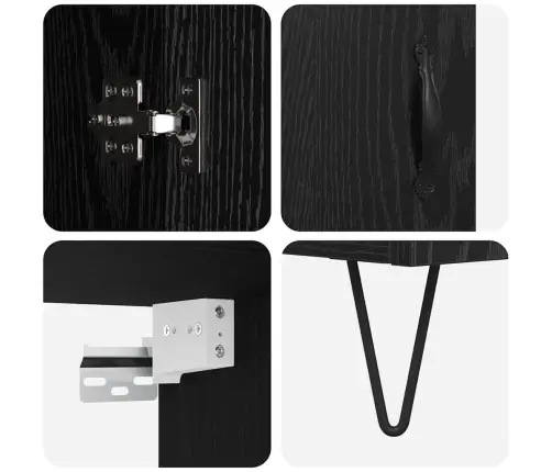 Aukštas Spintelė 2 Pcs Juodas Ąžuolas Apdirbta Mediena