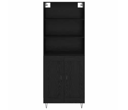 Aukštas Spintelė 2 Pcs Juodas Ąžuolas Apdirbta Mediena