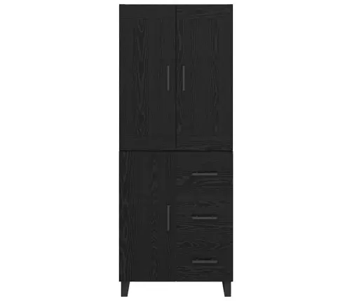 Augstais Skapītis 2 Pcs Melns Ozolkoks Inženierijas Koks Vidaxl