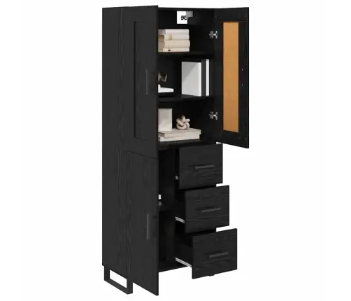 Augstais Skapītis 2 Pcs Melns Ozolkoks Inženierijas Koks Vidaxl