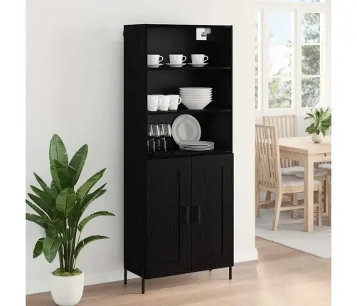 Augstais Skapītis 2 Pcs Melns Ozols 69,5 X 34 X 180 Cm Vidaxl