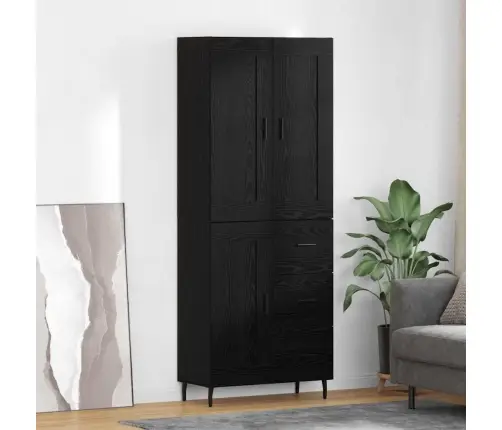 Augstais Skapītis 2 Pcs Melns Ozolkoks 69,5 X 34 X 180 Cm Vidaxl