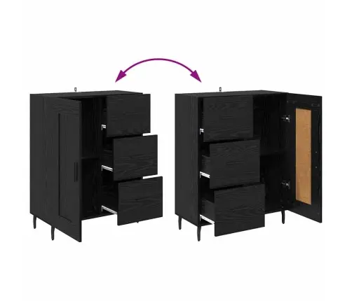 Augstais Skapītis 2 Pcs Melns Ozolkoks 69,5 X 34 X 180 Cm Vidaxl