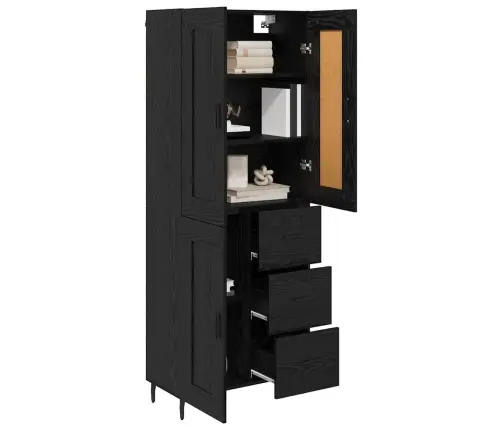 Augstais Skapītis 2 Pcs Melns Ozolkoks 69,5 X 34 X 180 Cm Vidaxl