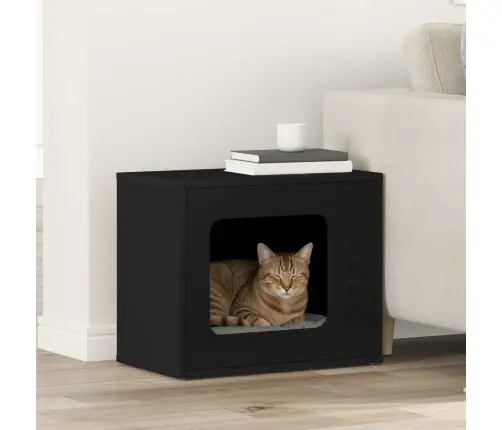 Kaķu Māja Melna 51 X 30 X 42 Cm Inženierijas Koks Vidaxl