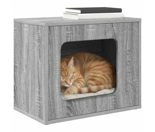 Katės Namelis Pilkas Sonoma 51 X 30 X 42 Cm Apdirbta Mediena
