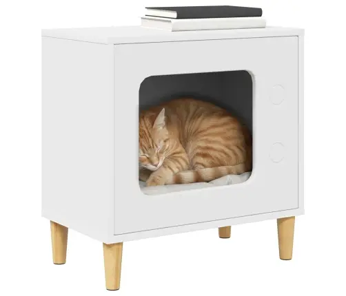 Katės Namelis Balta 51 X 30 X 52 Cm Apdirbta Mediena