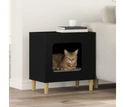 Kaķu Māja Melna 51 X 30 X 52 Cm Inženierijas Koks Vidaxl
