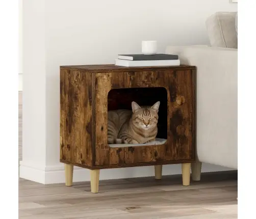 Kaķu Māja Dūmaka Ozols 51 X 30 X 52 Cm Inženierijas Koks Vidaxl