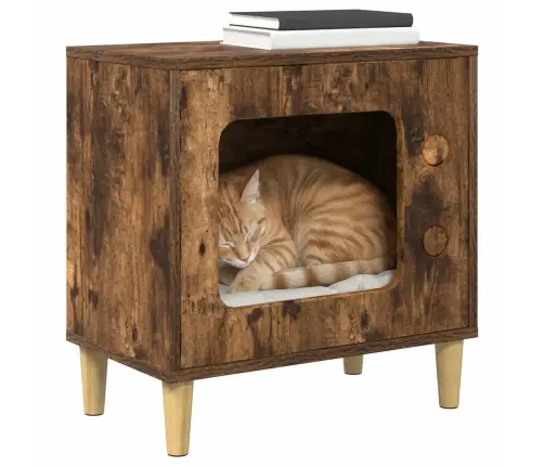 Kaķu Māja Dūmaka Ozols 51 X 30 X 52 Cm Inženierijas Koks Vidaxl