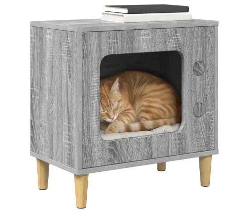 Kaķu Māja Pelēks Sonoma 51 X 30 X 52 Cm Inženierijas Koks Vidaxl