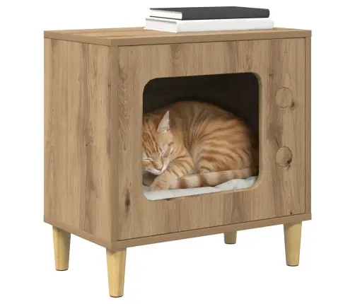 Kaķu Māja Mākslīgā Ozola 51 X 30 X 52 Cm Inženierijas Koks Vidaxl