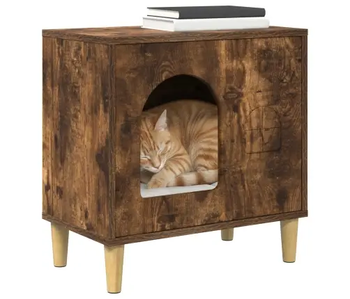 Kaķu Māja Dūmaka Ozols 51 X 30 X 52 Cm Inženierijas Koks Vidaxl