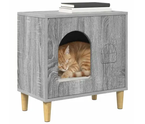 Kaķu Māja Pelēks Sonoma 51 X 30 X 52 Cm Inženierijas Koks Vidaxl