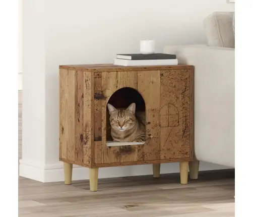 Kaķu Māja Vecs Koks 51 X 30 X 52 Cm Inženierijas Koks Vidaxl
