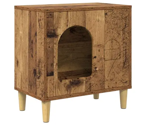 Kaķu Māja Vecs Koks 51 X 30 X 52 Cm Inženierijas Koks Vidaxl