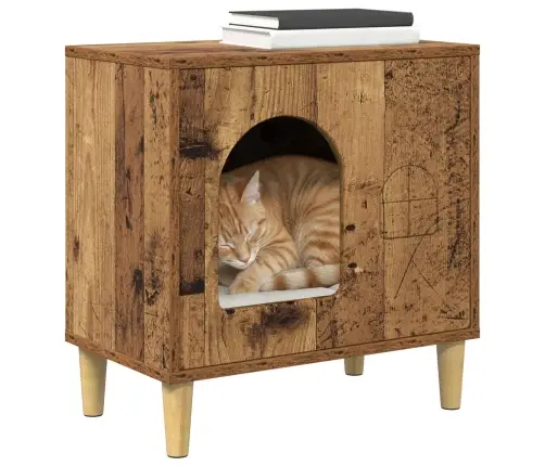 Kaķu Māja Vecs Koks 51 X 30 X 52 Cm Inženierijas Koks Vidaxl
