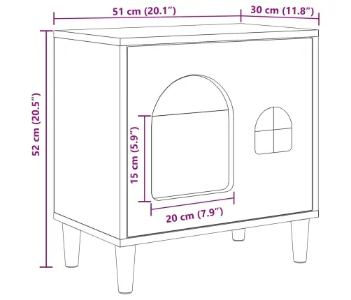 Kaķu Māja Vecs Koks 51 X 30 X 52 Cm Inženierijas Koks Vidaxl
