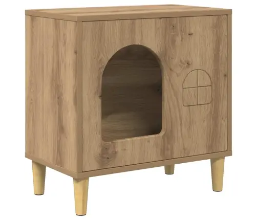 Kaķu Māja Mākslīgā Ozola 51 X 30 X 52 Cm Inženierijas Koks Vidaxl