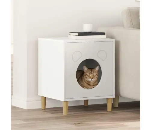 Katės Namelis Balta 42,5 X 40 X 53 Cm Apdirbta Mediena