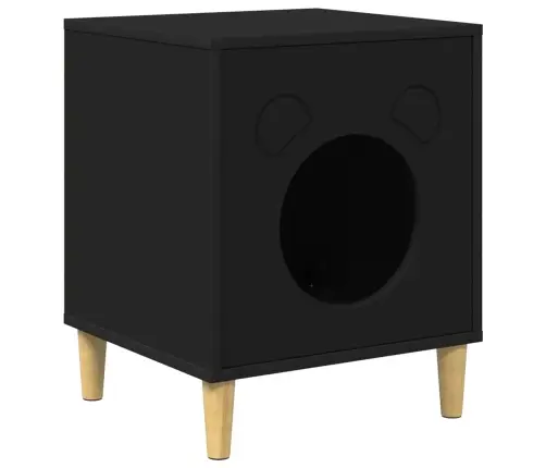 Kaķu Māja Melna 42,5 X 40 X 53 Cm Inženierijas Koks Vidaxl