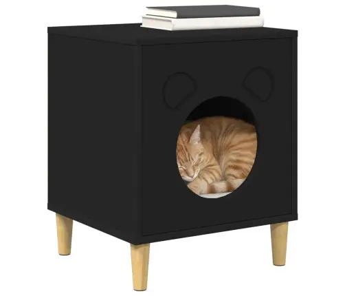 Kaķu Māja Melna 42,5 X 40 X 53 Cm Inženierijas Koks Vidaxl