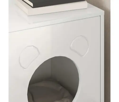 Kaķu Māja Spīdīga Balta 42,5 X 40 X 52,5 Cm Inženierijas Koks Vidaxl