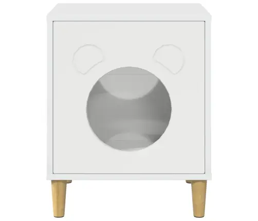 Kaķu Māja Spīdīga Balta 42,5 X 40 X 52,5 Cm Inženierijas Koks Vidaxl