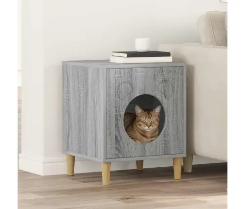 Kaķu Māja Pelēks Sonoma 42,5 X 40 X 52,5 Cm Inženierijas Koks Vidaxl