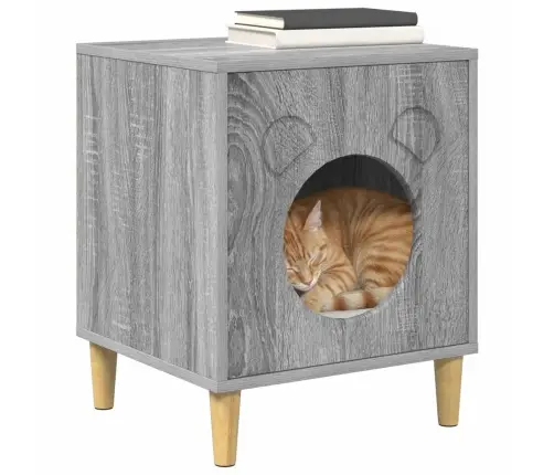Kaķu Māja Pelēks Sonoma 42,5 X 40 X 52,5 Cm Inženierijas Koks Vidaxl