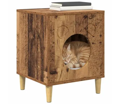 Kaķu Māja Vecs Koks 42,5 X 40 X 52,5 Cm Inženierijas Koks Vidaxl