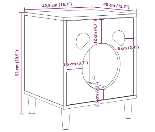 Kaķu Māja Vecs Koks 42,5 X 40 X 52,5 Cm Inženierijas Koks Vidaxl