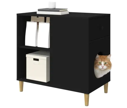 Kassi Maja Must 72 X 42.5 X 70 Cm Tehispuit