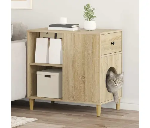 Kaķu Māja Sonoma 72 X 42.5 X 70 Cm Inženierijas Koks Vidaxl