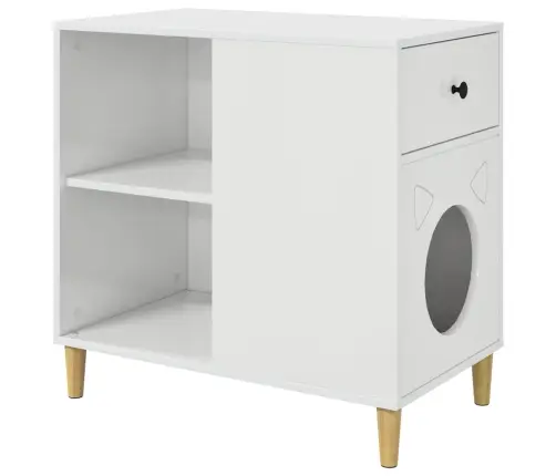 Kaķu Māja Spīdīga Balta 72 X 42.5 X 70 Cm Inženierijas Koks Vidaxl