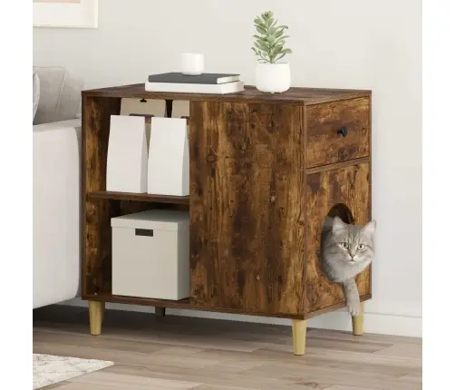 Kaķu Māja Dūmaka Ozols 72 X 42.5 X 70 Cm Inženierijas Koks Vidaxl