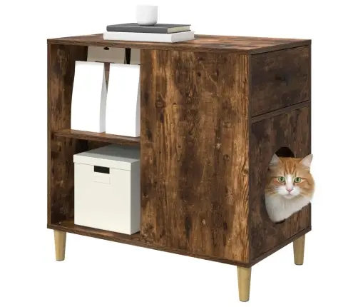 Kaķu Māja Dūmaka Ozols 72 X 42.5 X 70 Cm Inženierijas Koks Vidaxl