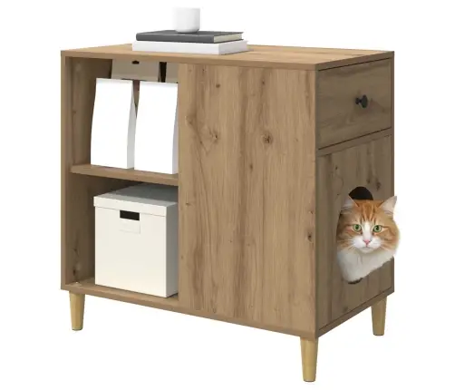 Kaķu Māja Mākslīgā Ozola 72 X 42.5 X 70 Cm Inženierijas Koks Vidaxl