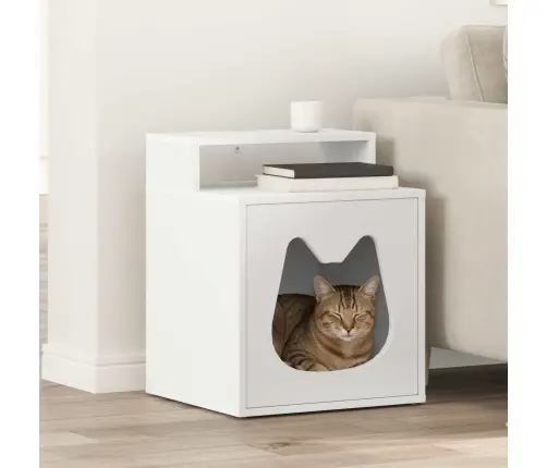 Katės Namelis Balta 42,5 X 40 X 53,5 Cm Apdirbta Mediena